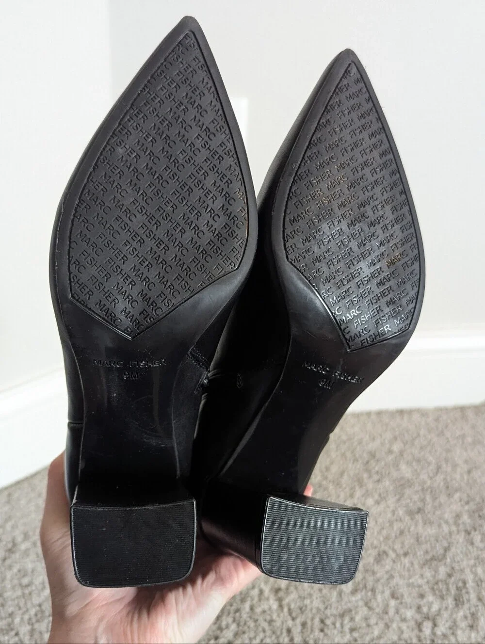 Marc Fisher Yanara Leather Pointed Toe Booties - Black sz 9